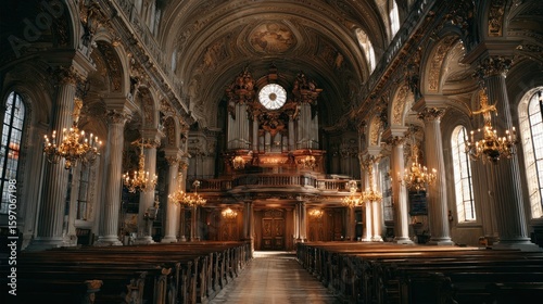 Grandiose Church Interior: A Symphony in Gold and Stone