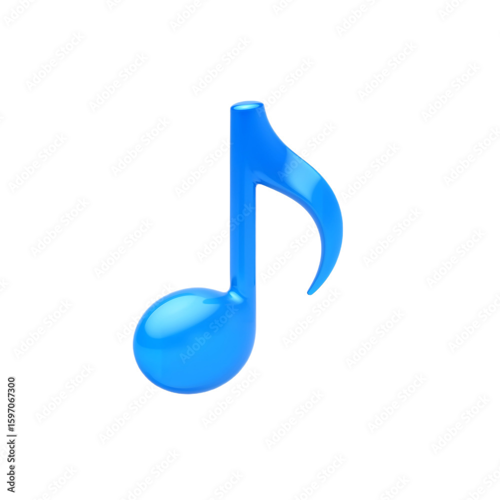A vibrant, glossy blue musical note graphic against a white background. A vibrant, glossy blue musical note graphic against a white background.