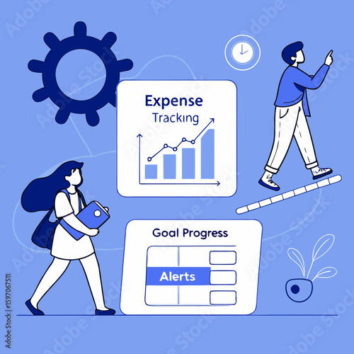 Financial progress tracking with people and charts
