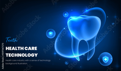 Horizontal edition healthcare illustration teeth technology sense background