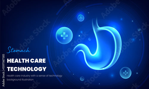 Horizontal edition healthcare illustration Stomach technology sense background