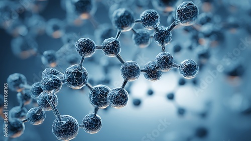 Abstract Molecular Structure in Blue Tones: Science, Technology, and Innovation