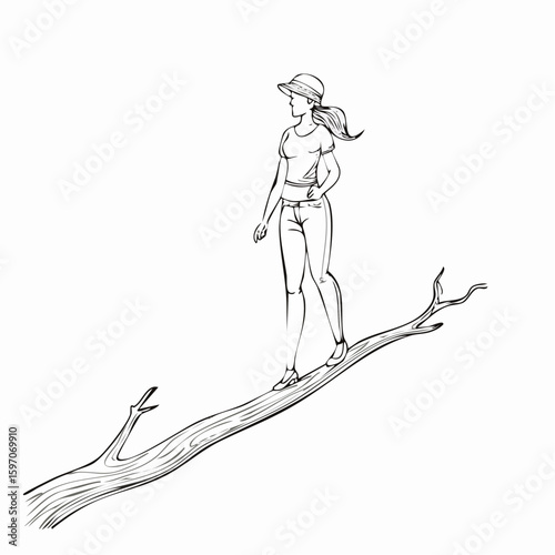 Figure balancing on a high branch, visual metaphor for bold risk or uncertain decision, illustrated in vector idiom style.