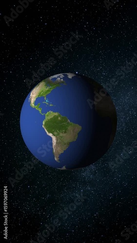 Planet Earth spinning 3D animation, endless loop for social media and mobile