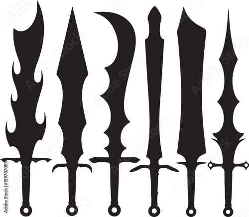 Diverse fantasy swords collection weapon blade