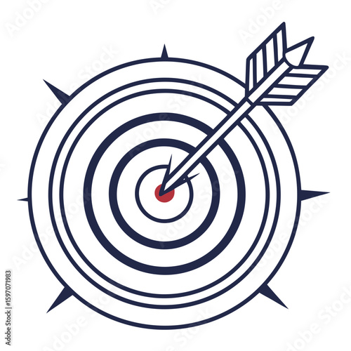 Target bullseye with arrow and compass points dartboard