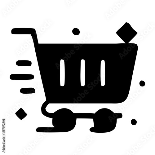 Minimalist Line Style Shopping Cart Delivering Fast Icon for Online Shop