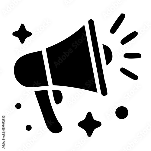 Bold Silhouette Megaphone Loudspeaker Communication Announcement Promotion Icon Graphic
