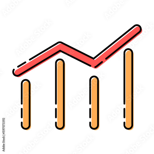 おしゃれな棒グラフ 破線 ベクターデータ チラシ・Web・動画素材 赤 黄色