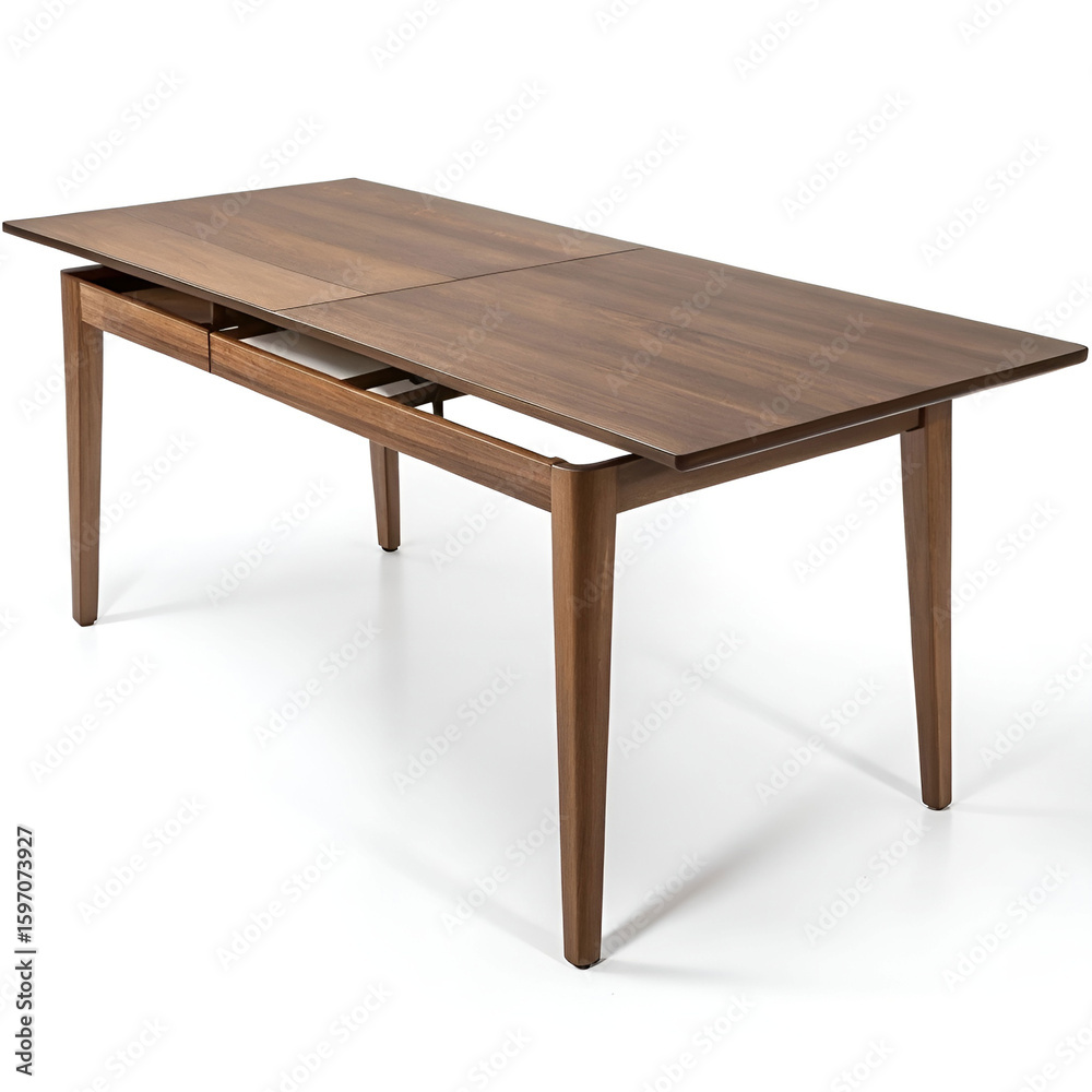 Extendable modern dining table isolated on white background. Extendable modern dining table isolated on white background.