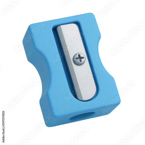 Blue Plastic Pencil Sharpener – Isolated School Supply for Drawing, Office or Classroom Use