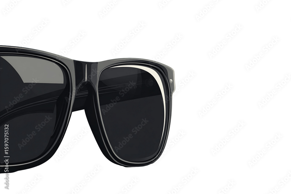 Fototapeta premium Dark Frame Sunglasses Close Up with Reflective Lenses Sleek Design And Isolated on Transparent Background, PNG