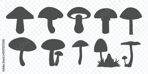 minimal black and white mushroom outline icons