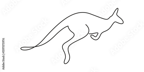 One continuous line kangaroo drawing. Isolated on white background vector illustration