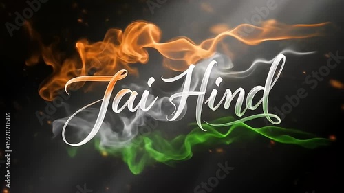 Jai Hind India Flag Celebration with Smoke and Typography