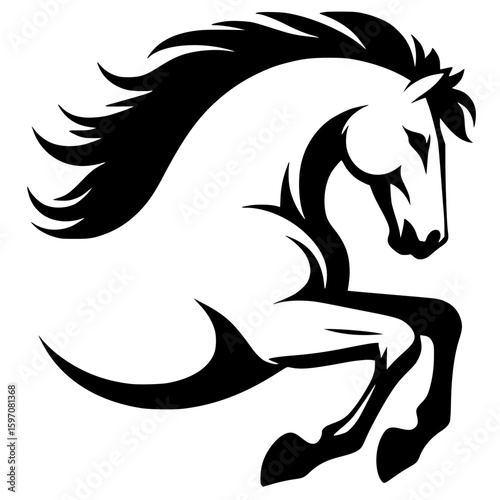 Jumping horse portrait logo silhouette