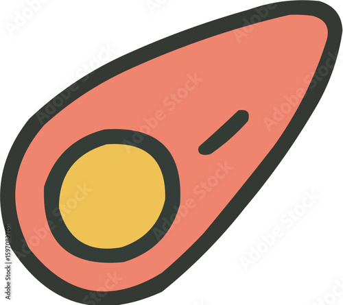 Simple cartoon illustration of a comet or asteroid in space.