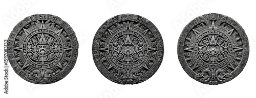 Aztec Calendar Stone Set on Transparent Background for Design Use