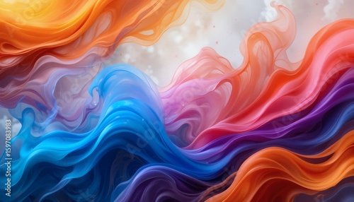 Fluid Color Symphony A Vibrant and Dynamic Abstract Painting Depicting Flowing Hues