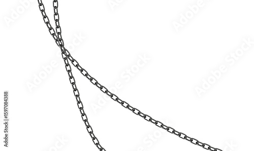 Realistic Vector Illustration of Thin Black Metal Chains Overlapping on White Background for Industrial and Graphic Design Use