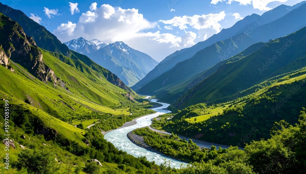 Fototapeta premium Mountain valley river scenic