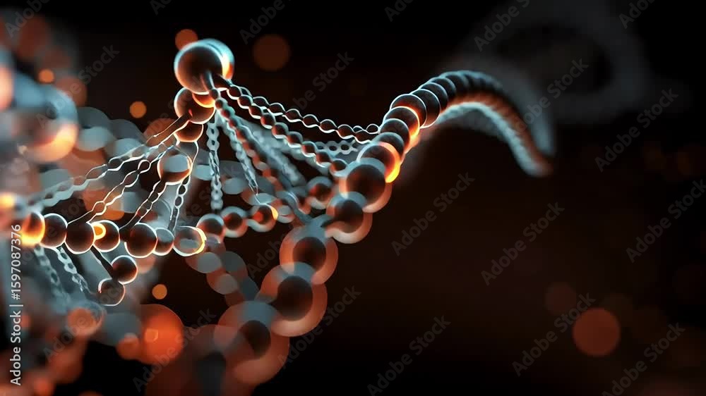 Abstract DNA Spiral Structure with Glowing Particles Effect with ai generated