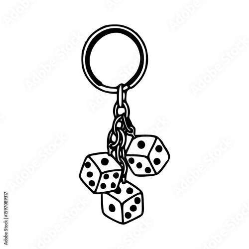 dice keychain vector illustration