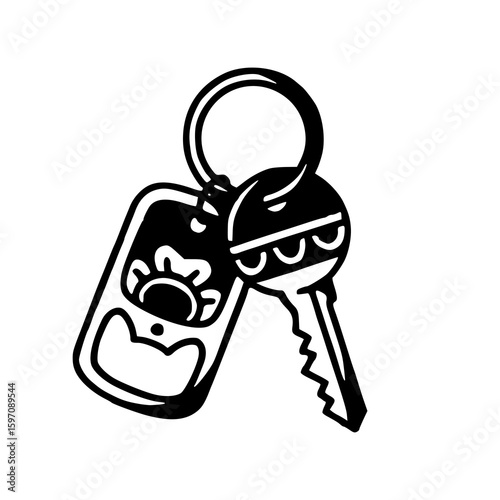 stylish keyring with car key and beer opener