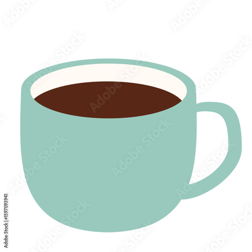 水色のマグカップに入ったコーヒーのシンプルでかわいいイラスト