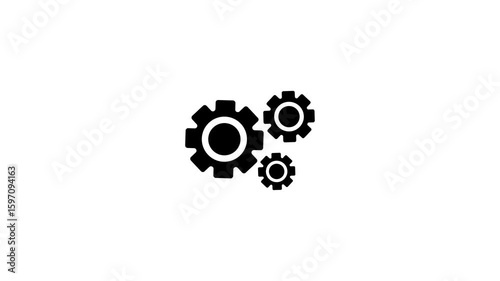 Rotating Triple Cogwheels Loading Loop Industrial Processing Animation