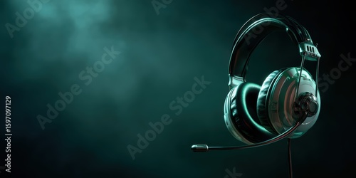 Headset against a dark, smoky background, emphasizing its sleek design and professional look.
