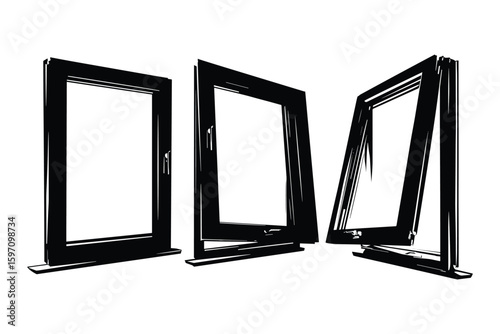 silhouette of folding and standing mirrors