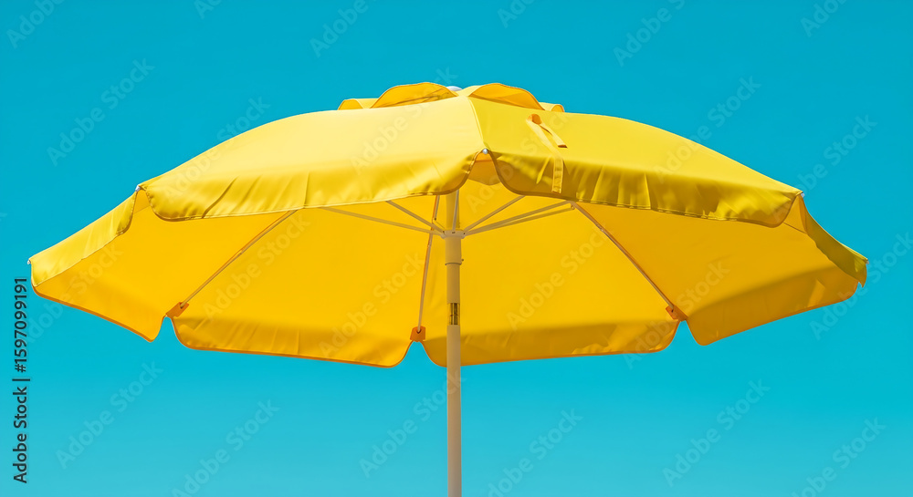 Obraz premium yellow umbrella on blue background