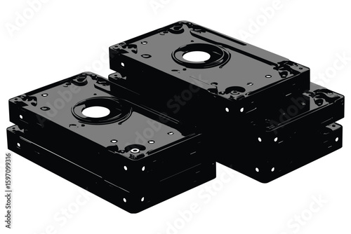 hard drive stack in silhouette style