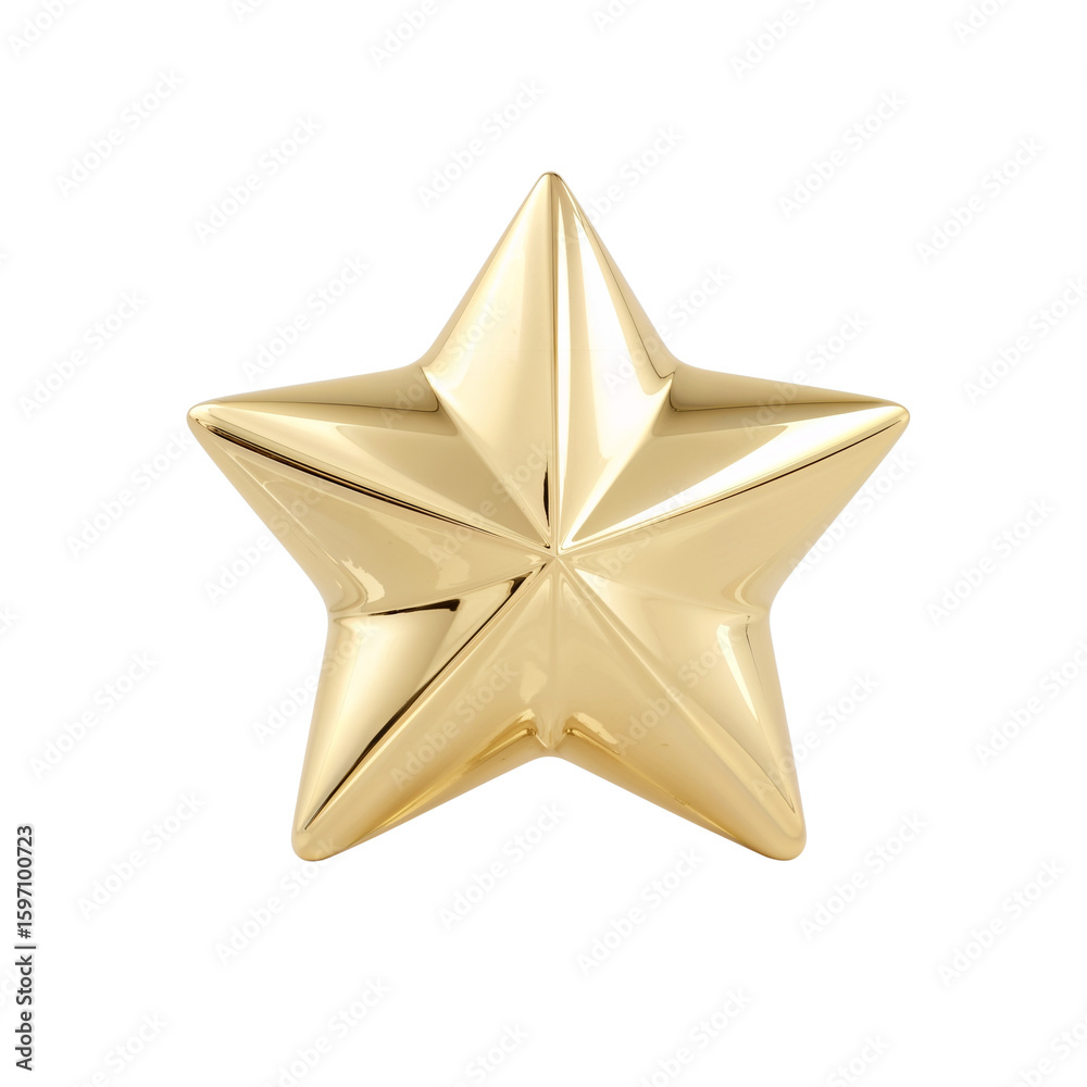 Fototapeta premium Isolated golden star emblem symbol shining with luxury and polished surface
