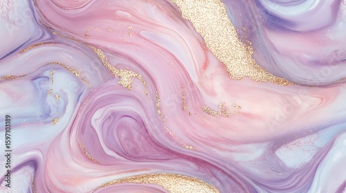 Soft pastel marbling with gold glitter accents