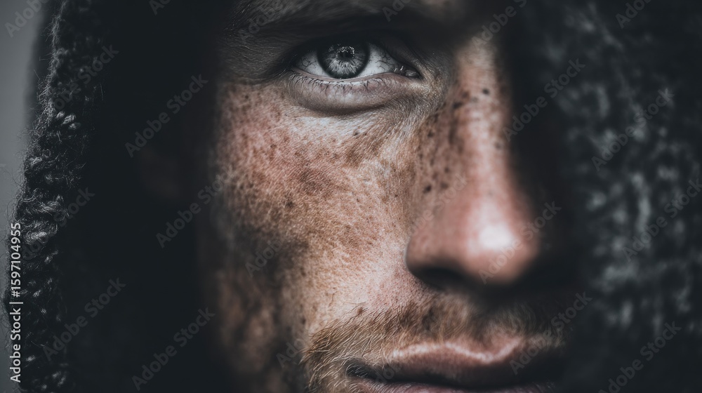 Obraz premium Intense Gaze: A Close-Up Portrait of a Man