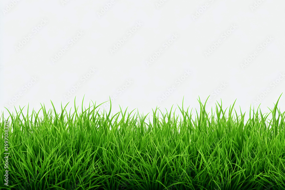 Obraz premium Lush green grass border isolated on transparent background.