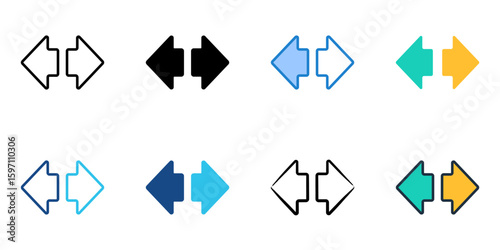 Turn signals icon set multiple style collection 
