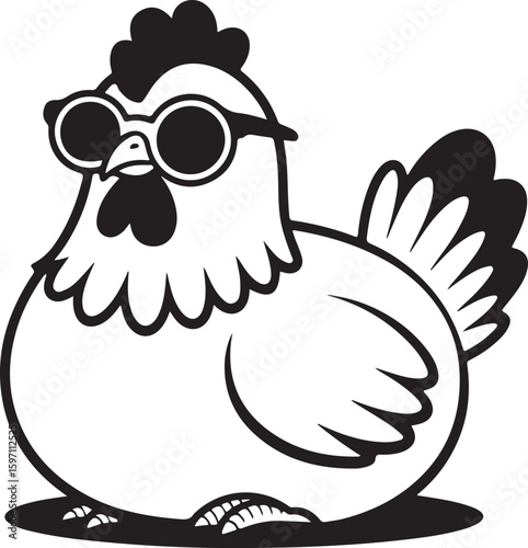 Cool chicken wearing sunglasses with a confident attitude Transparent png vector
