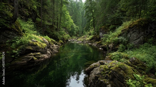Forest river scene