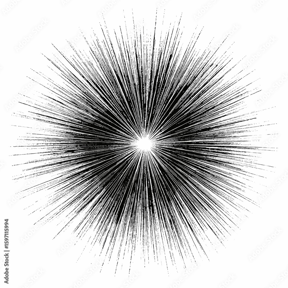 Obraz premium Abstract Burst Black and White Radial Explosion