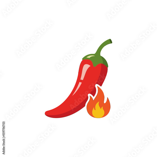 Red chili pepper with a flame, indicating spiciness and heat.