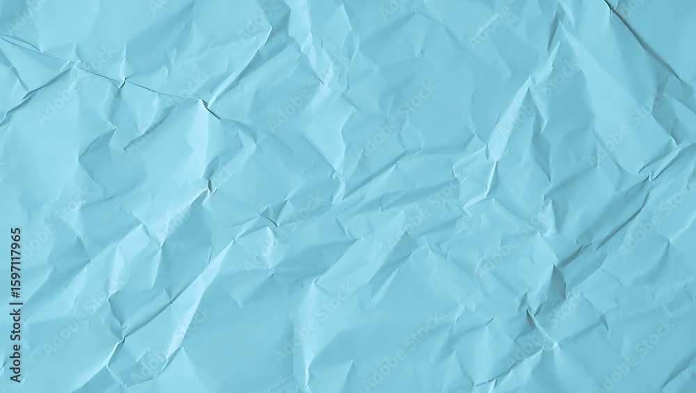 Obraz premium Light Blue Wrinkled Paper Background Texture, Abstract Crumpled Paper Texture Design for Presentation or Graphic Designs