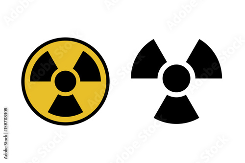 Bold Radiation Warning Icons in Black and Yellow Circular Designs