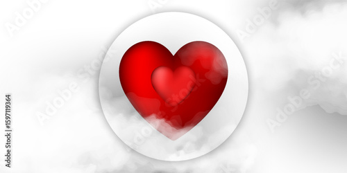 Valentine red heart icon, White smoke background true beauty Two heart shape good