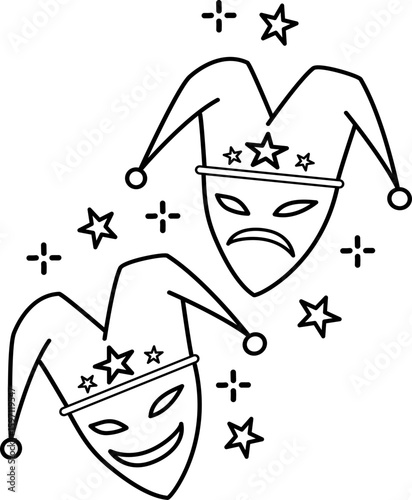 cinema theatrical masks icon doodle line element