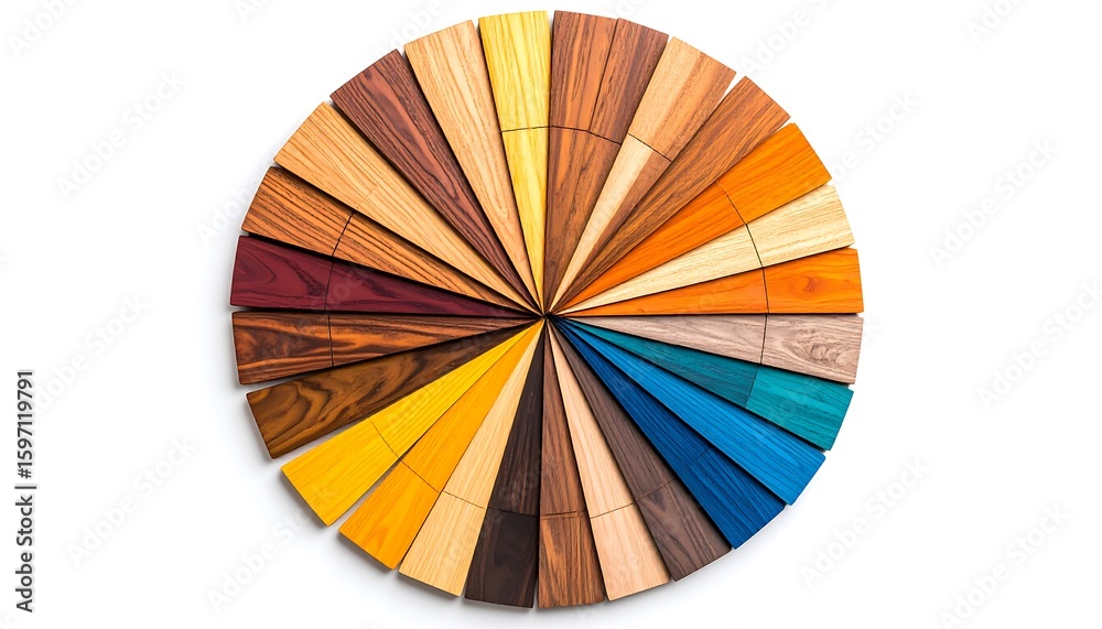 Fototapeta premium Wood color swatches in a circle