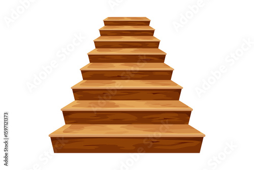 wooden staircase isolated on white background