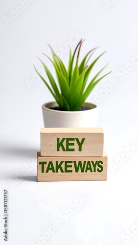 Wooden blocks with text and plant